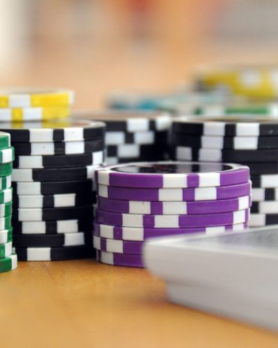 Blue Green and Purple Poker Chips